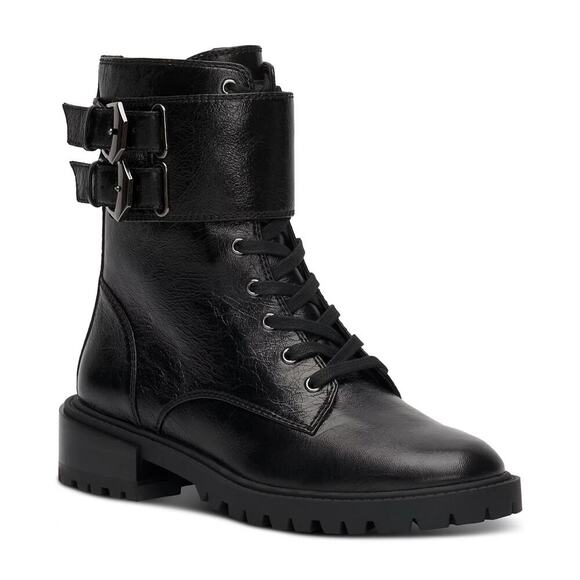 Vince Camuto Fawdry Double Buckle Combat Booties Black Size 6 - Picture 1 of 6